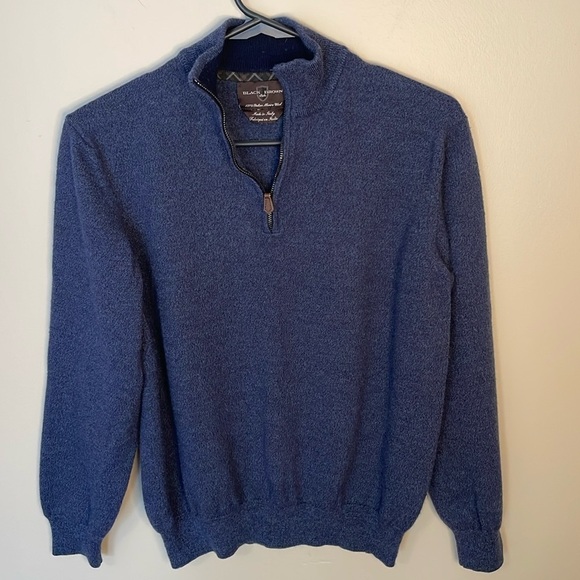 BLACK BROWN 1826 Men’s Blue Italian Wool 1/4 Zip Sweater Size M - Picture 1 of 8